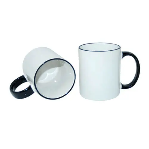 Mug blanc avec anse et bord de couleur personnalisable
