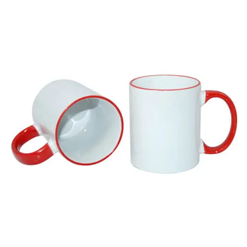 Mug blanc avec anse et bord de couleur personnalisable